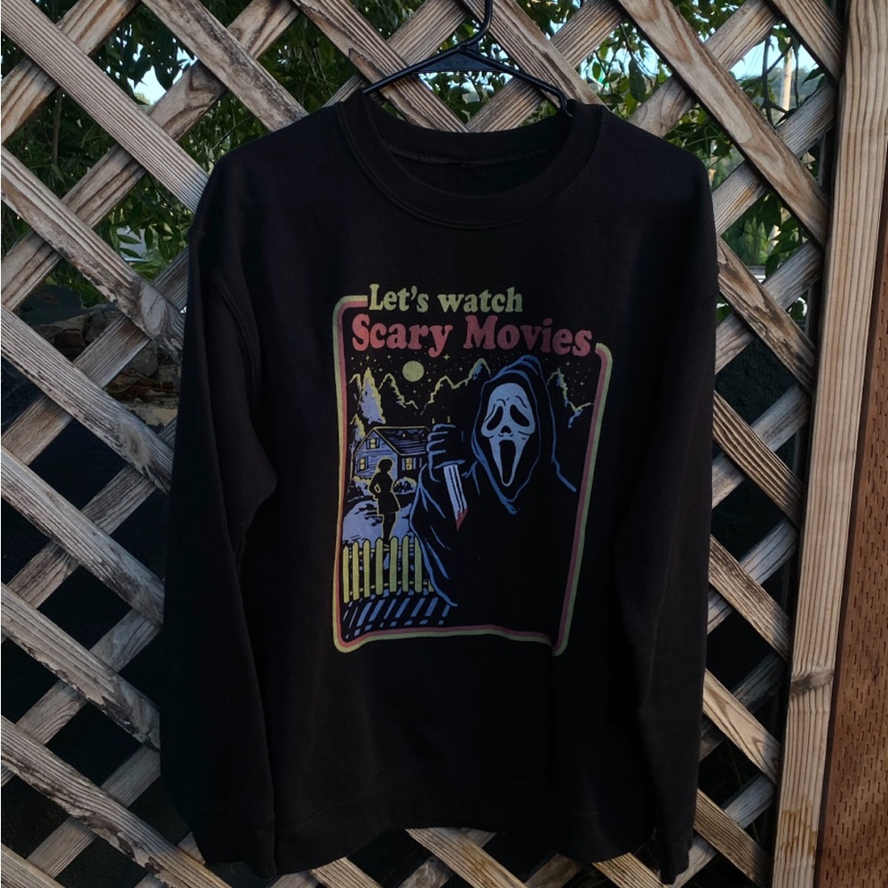 Ghostface Scream Sweatshirt Let’s Watch Scary Movies Horror Halloween Crewneck